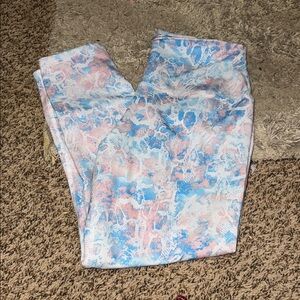 Evolution and Creation Pastel Pink & Blue Marble Print Leggings